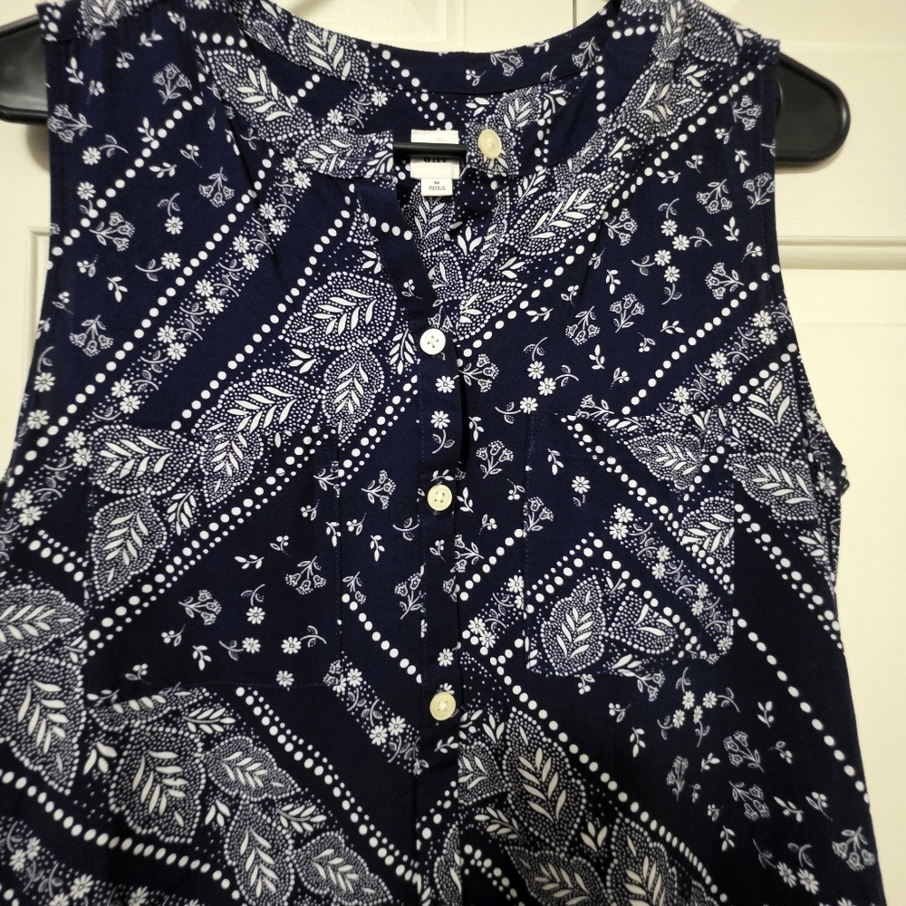 Gap Navy Paisley Sleeveless Dress Size Medium - Picture 2 of 10